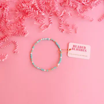 Beaded Blondes | Turquoise + White Sprinkle Bracelet