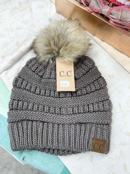 Fur Pom CC Beanie