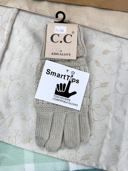 KIDS' Solid Cable Knit CC Gloves