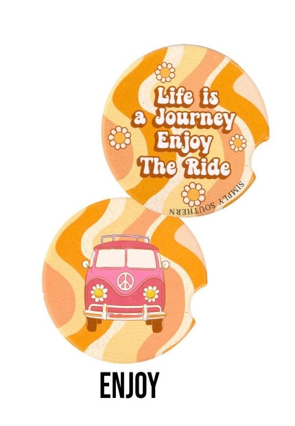 Simply Southern Car Coaster Set | Life is a Journey, Enjoy the Ride