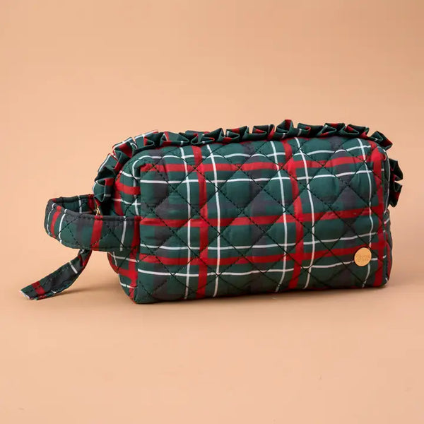 Essentials Quilted Cosmetic Pouch - Evergreen Plaid