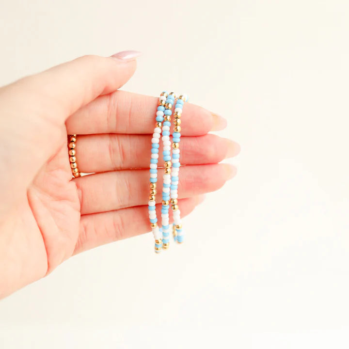 Beaded Blondes | Blue + White Sprinkle Bracelet