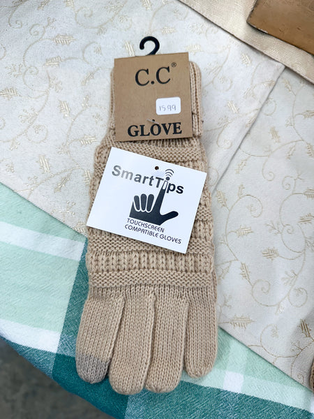 Solid Cable Knit CC Gloves