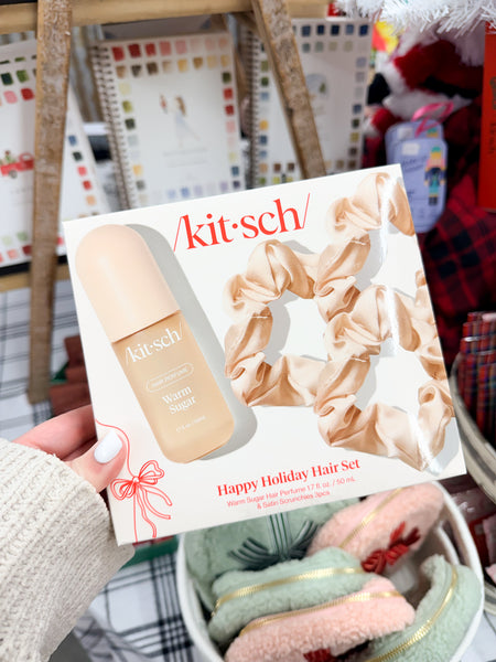 Happy Holiday Hair Set : Warm Sugar Hair Perfume & 3pc Satin Scrunchies