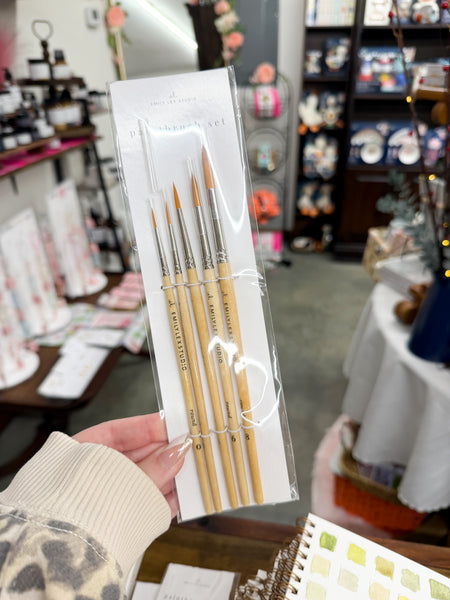 Watercolor Paintbrush Set - Set of 5 Wooden Brushes