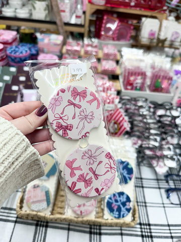 Simply Southern Car Coaster Set - Pink Bows