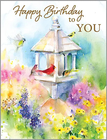 Birthday Greeting Card + Envelope | Garden Bird Feeder