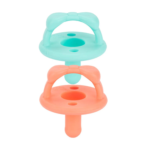 Sweetie Soother™ - Pacifier 2-Pack | Aquamarine + Peach Bows