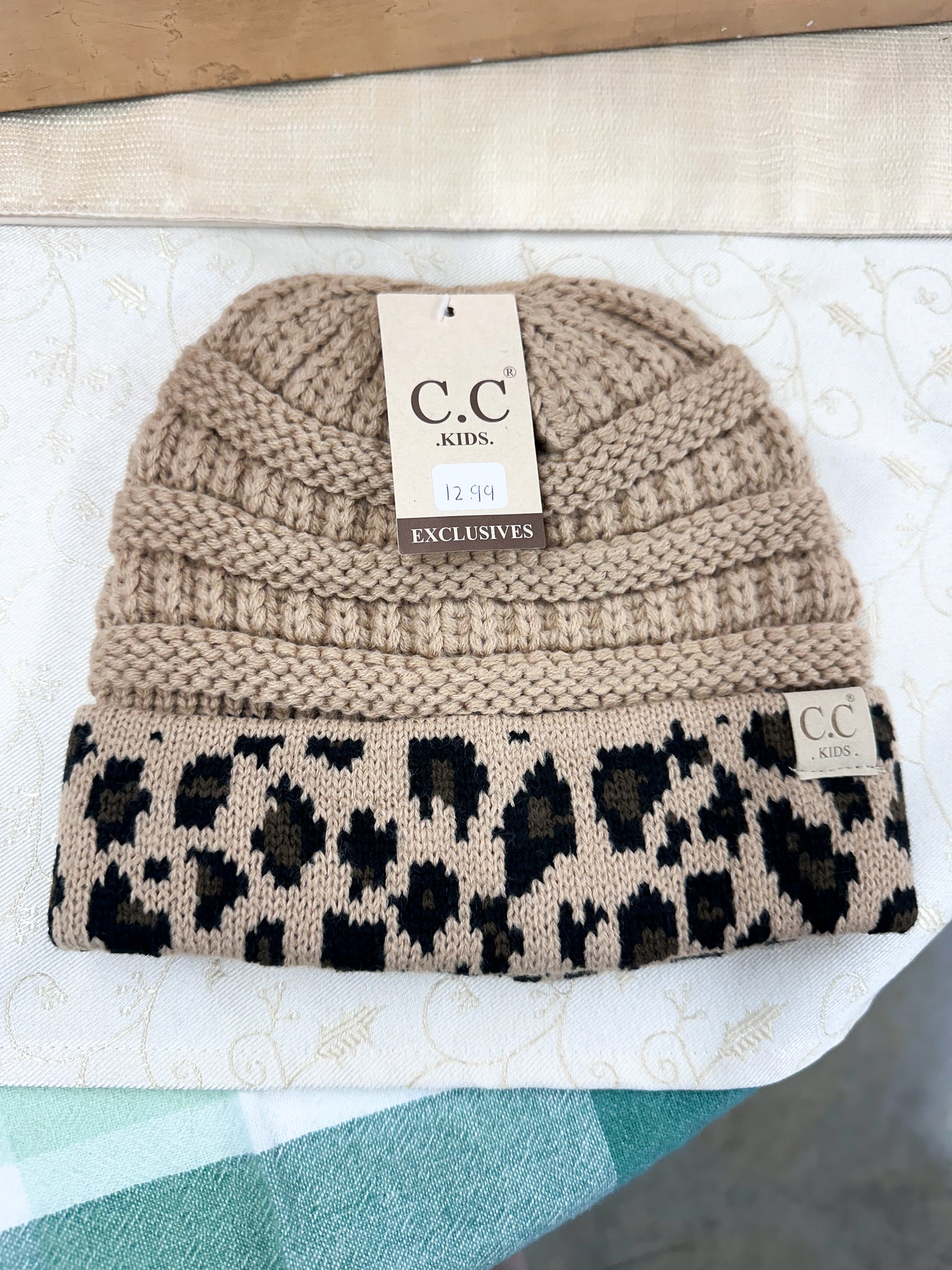 KIDS' Matching Cuff Leopard Print CC Beanie