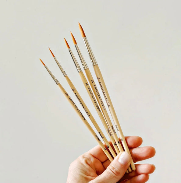 Watercolor Paintbrush Set - Set of 5 Wooden Brushes
