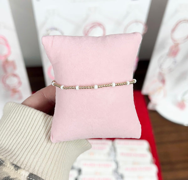Beaded Blondes | White Dainty Poppi Bracelet