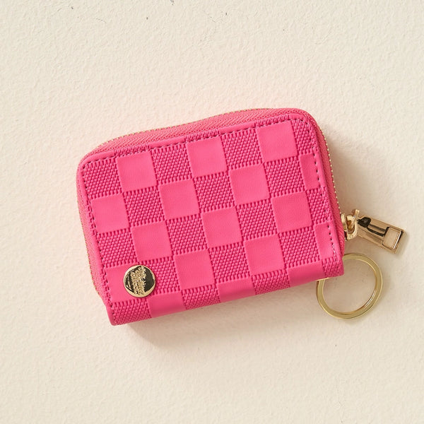 Zip Around Wallet - Hot Pink Check