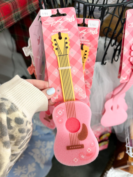 Dolly Parton Pink Guitar Bottle Brush