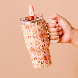 20 oz Lifestyle Flip Straw Tumbler-Patchwork Pumpkins