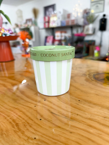 Capri Blue Coconut Santal 6.5oz Gelato Cup Candle - Caffe Capri (Cabana Stripe)