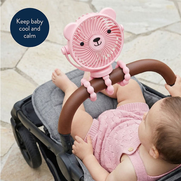 Itzy Breeze 3-Speed Stroller Fan™ - Pink Bear