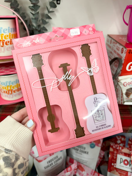 Dolly Parton Ice Mold Tray - Guitar Ice Stirrers