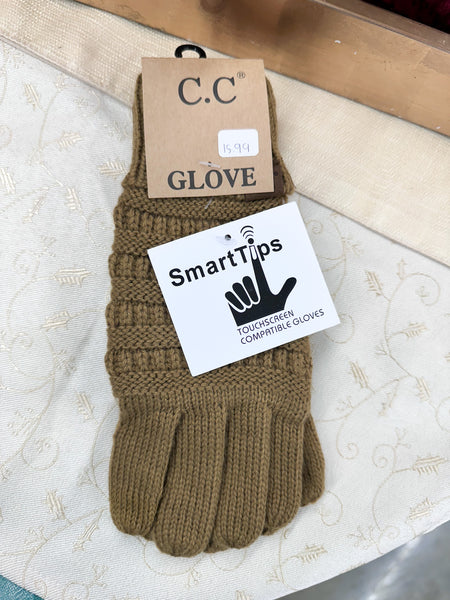 Solid Cable Knit CC Gloves