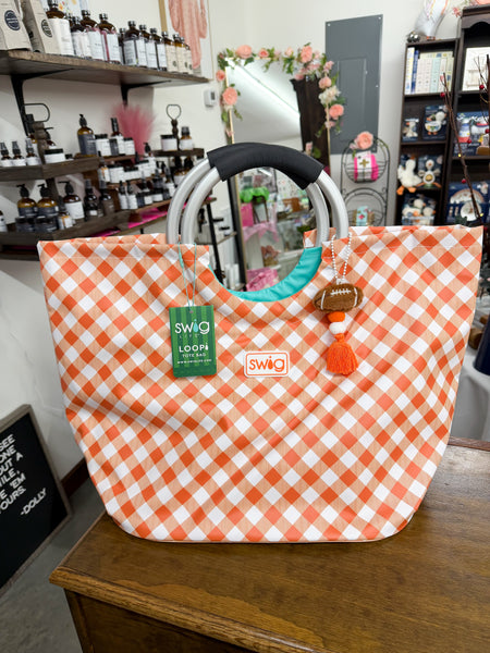 Swig Gameday Gingham Orange Loopi Tote Bag