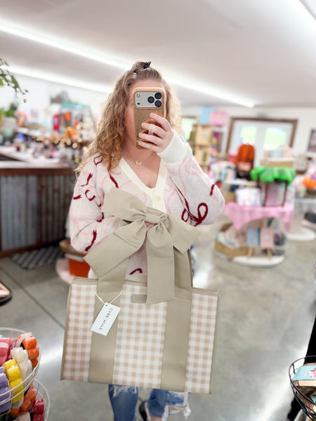 Case-Mate Latte Gingham Bow Jelly Tote Bag