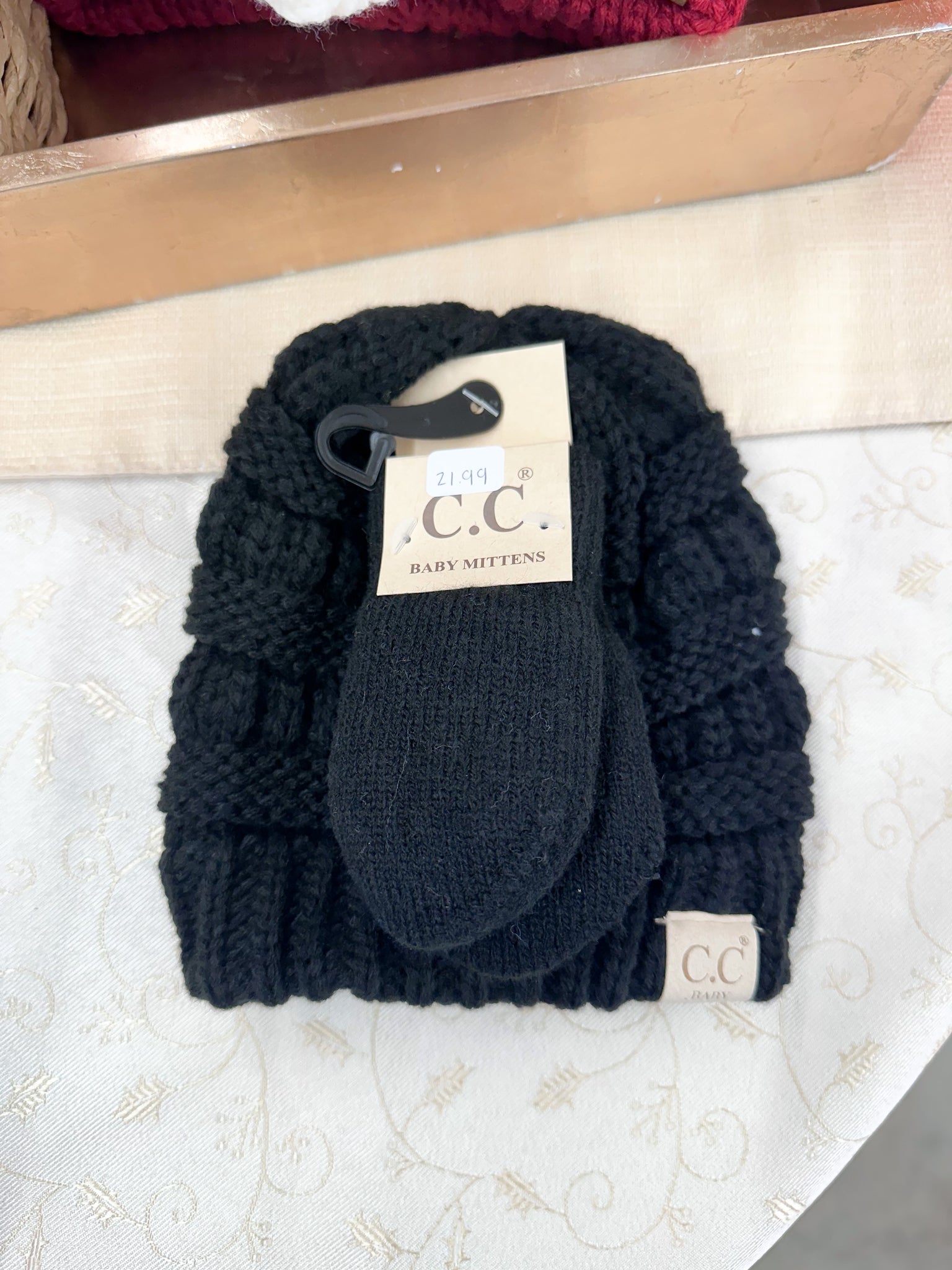 BABY Solid CC Beanie with Mitten SET