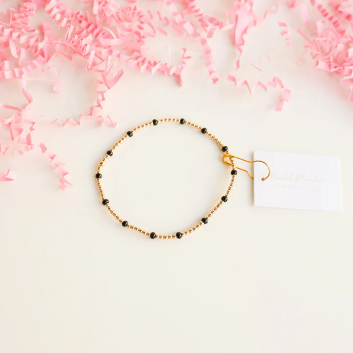 Beaded Blondes | Black Dainty Poppi Bracelet