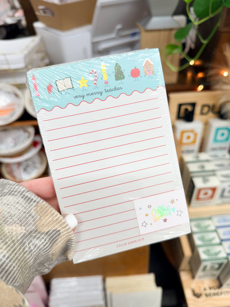 Very Merry Teacher Christmas 4x6 Lined Notepad