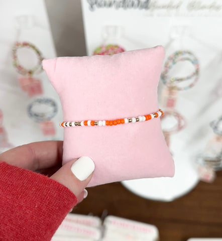 Beaded Blondes | Orange + White Game Day Sprinkle Bracelet