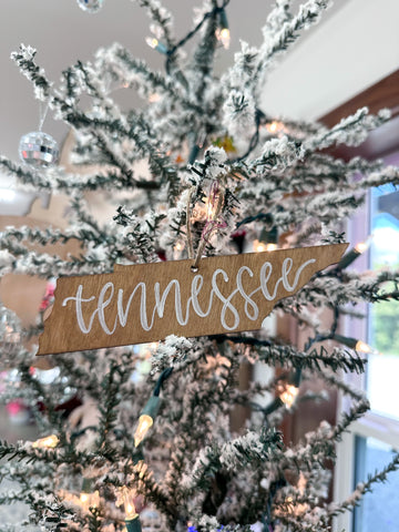 HAND-PAINTED WOOD ORNAMENT | Lettered Tennessee • White Letters #2
