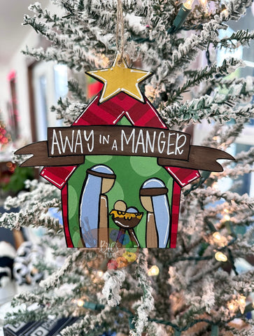 HAND-PAINTED WOOD ORNAMENT | Away in a Manger #2