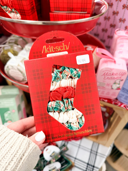 Holiday Ruched Satin Scrunchies 7pc Set
