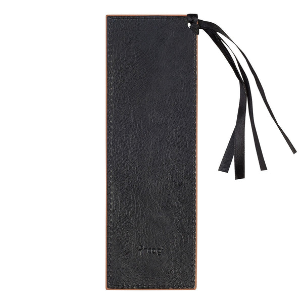 Strong & Courageous Black and Tan Faux Leather Bookmark - Joshua 1:9