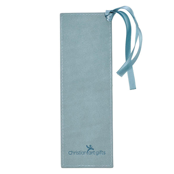 Hope and a Future Powder Blue Faux Leather Bookmark - Jeremiah 29:11