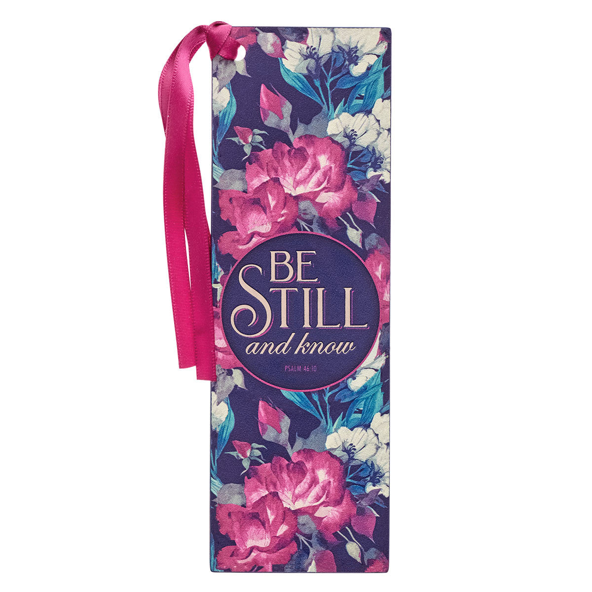 Be Still Vintage Floral Faux Leather Bookmark - Psalm 46:10