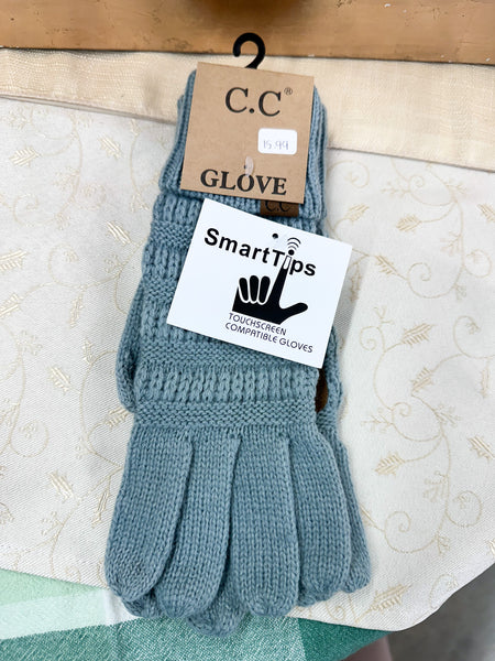 Solid Cable Knit CC Gloves