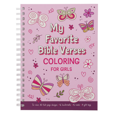 My Favorite Bible Verses Pink Wirebound Coloring Book for Girls