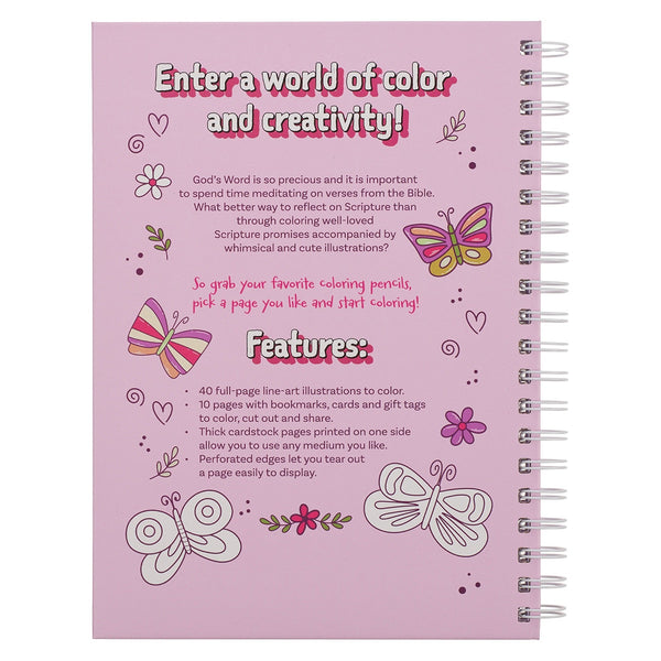 My Favorite Bible Verses Pink Wirebound Coloring Book for Girls