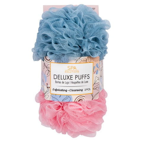 DELUXE BATH PUFFS | BLUE + PINK