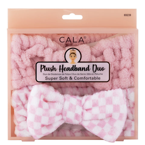 PLUSH HEADBAND DUO | PINK + CHECKER