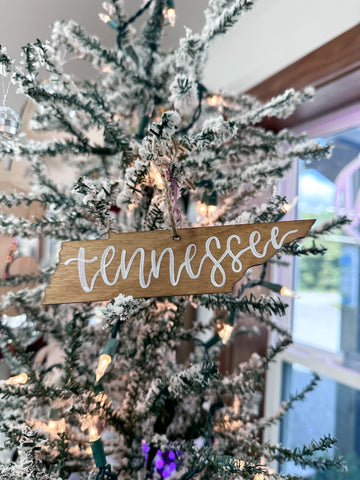HAND-PAINTED WOOD ORNAMENT | Lettered Tennessee • White Letters #1