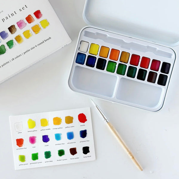 Watercolor Paint Set - 18 Colors with Brush