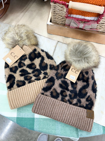 Leopard Pom CC Beanie