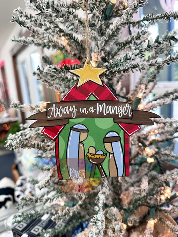 HAND-PAINTED WOOD ORNAMENT | Away in a Manger #1