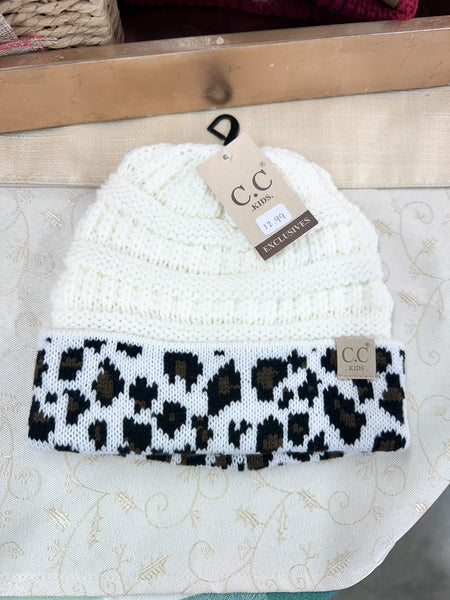 KIDS' Matching Cuff Leopard Print CC Beanie