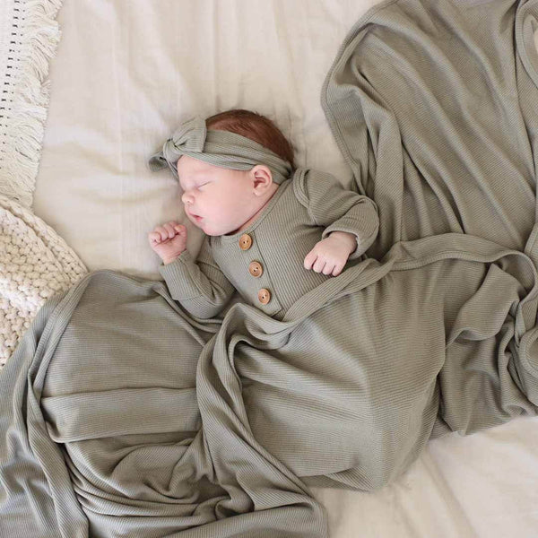 Caden Lane | Eucalyptus Bamboo Waffle Oversized Swaddle Blanket