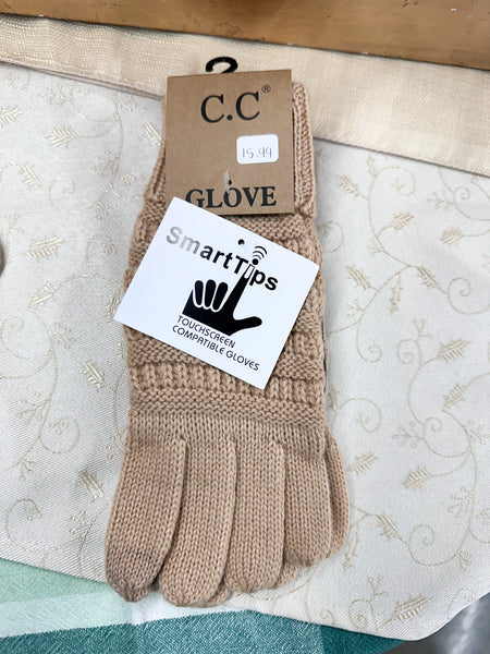 Solid Cable Knit CC Gloves