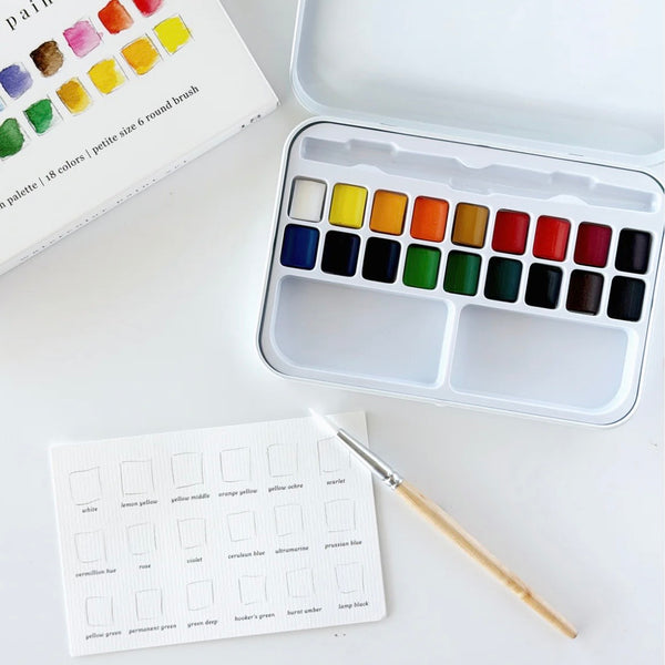 Watercolor Paint Set - 18 Colors with Brush