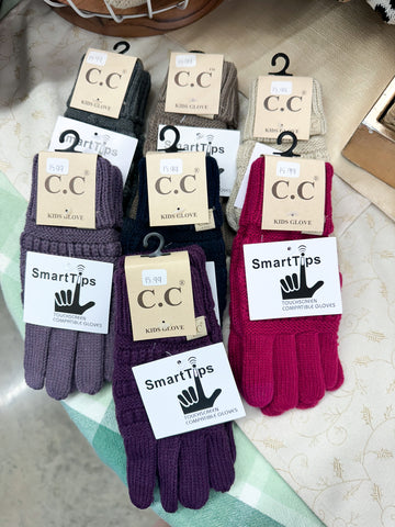 KIDS' Solid Cable Knit CC Gloves