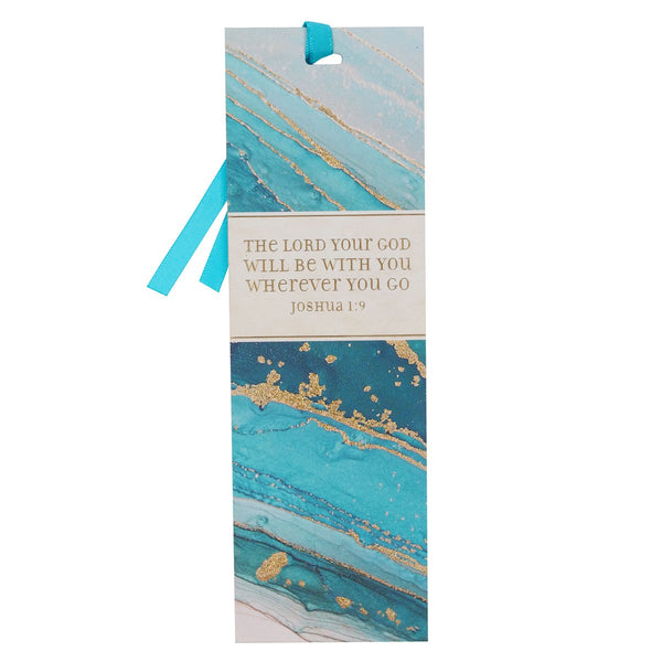 The LORD Will Be With You Blue Marbled Premium Bookmark - Joshua 1:9