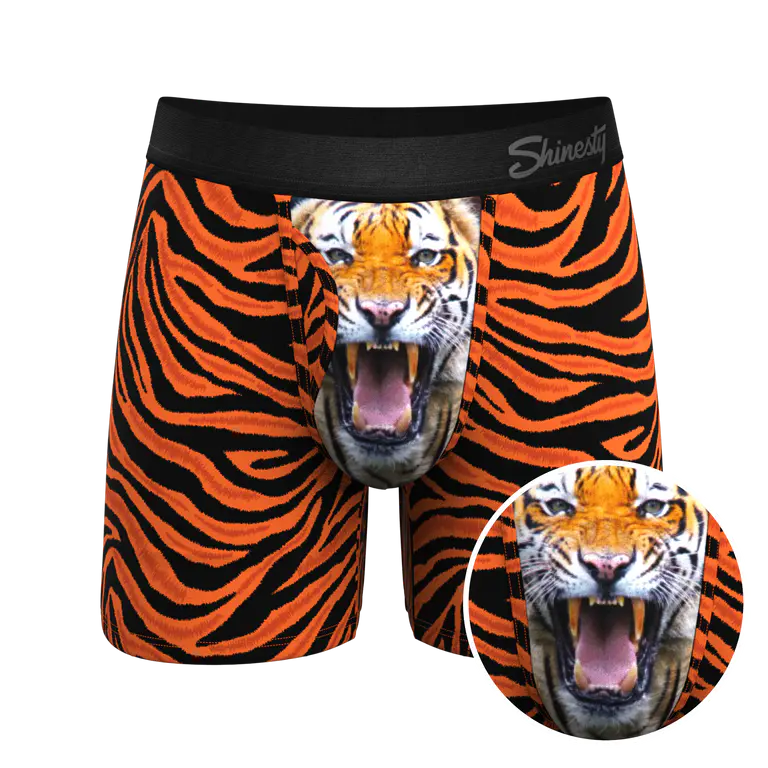 The Feral Feline | Tiger Print Ball Hammock® Pouch Underwear With Fly